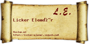 Licker Elemér névjegykártya